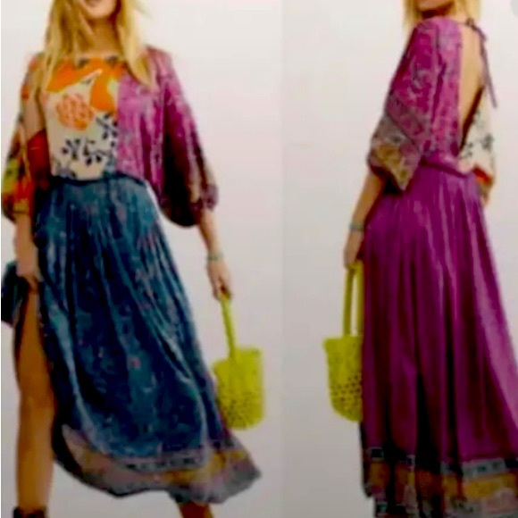 NWT ($198) GORGEOUS!! Free People What You Want Maxi Bohemian Dress Size Large - Picture 1 of 13